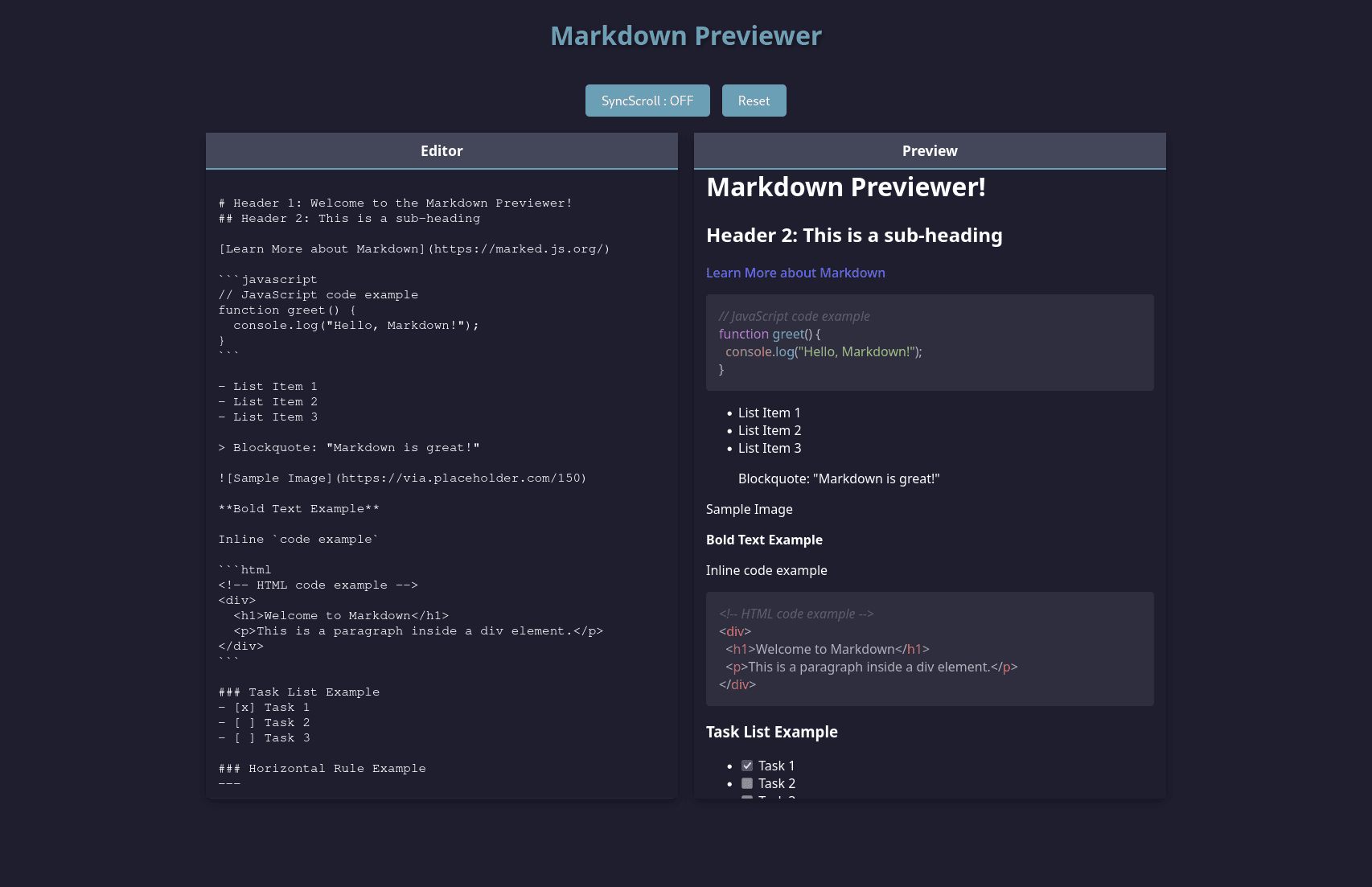 Markdown Previewer